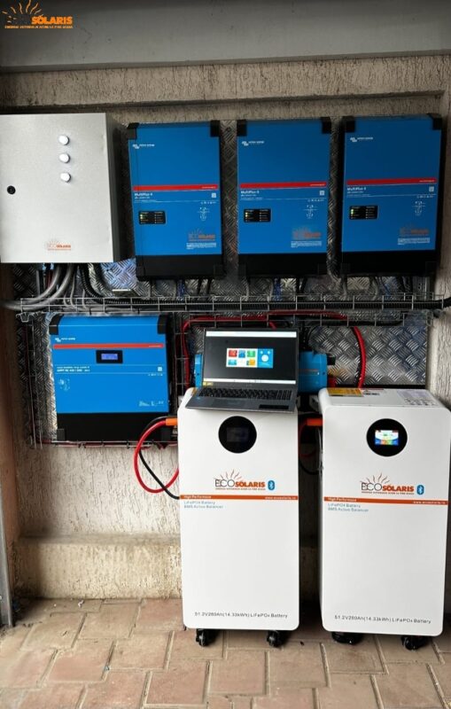 Un sistem fotovoltaic hibrid de 10 kWh cu panouri Bauer, invertor Victron și baterii EcoSolaris oferă energie stabilă, sigură și eficientă pe termen lung.