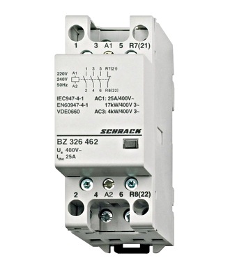 Contactor modular 2UH, 25A, 3ND+1NI, 24VAC Schrack