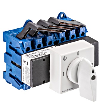 Comutator modular 3-poli, 25A, 7,5kW, 1-0-2 Schrack