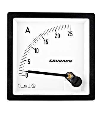 Ampermetru 72*72mm, 25A, conexiune directă, DC Schrack