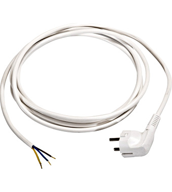 Connection cable 1.0mm², 1.5m with angle plug, white  Schrack